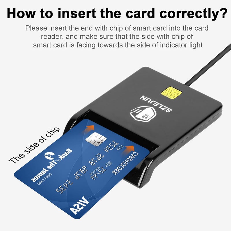 SZLEJUN قارئ CAC USB A/USB Type-C - قارئ بطاقة CAC الذكي العسكري من DOD لنظام Win/Mac/Linux/Android - متوافق مع PIV و PKI و EMV و eSIM و eID و Java Card مع أدوات الاختبار و SDK - Image 5